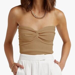 Elegant Tan Strapless Top